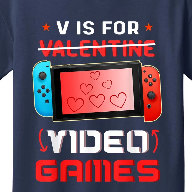 Valentines Day Son V Is For Video Games Gamer Kids T-Shirt