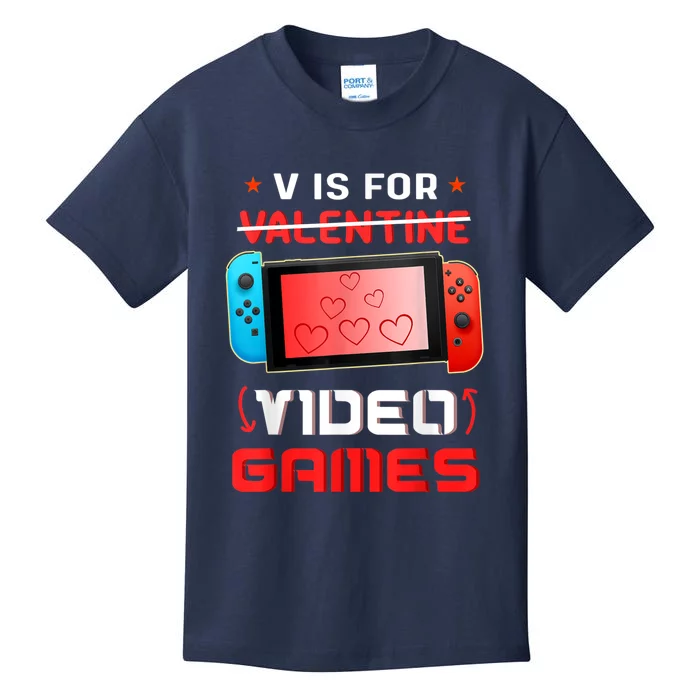 Valentines Day Son V Is For Video Games Gamer Kids T-Shirt