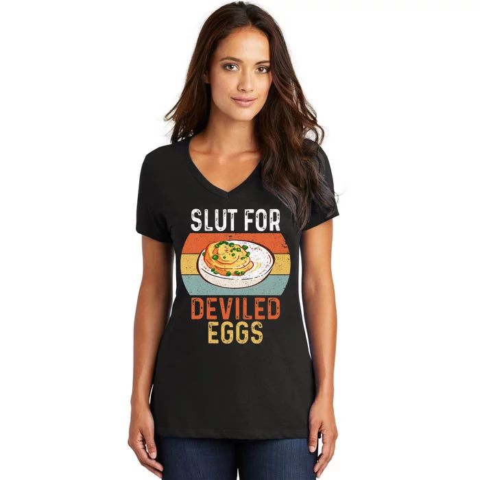 Vintage Design Slut For Deviled Eggs Women's V-Neck T-Shirt