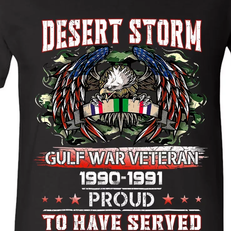 Veteran Desert Storm Veteran Proud For Fathers Day V-Neck T-Shirt