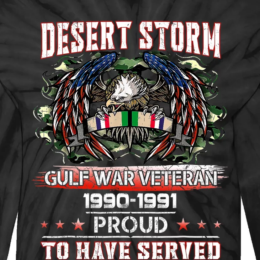 Veteran Desert Storm Veteran Proud For Fathers Day Tie-Dye Long Sleeve Shirt