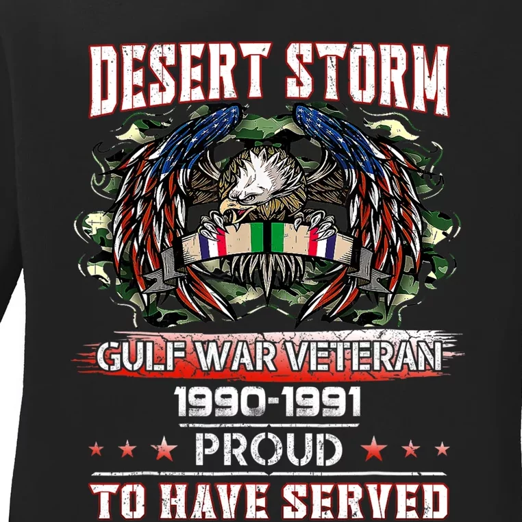 Veteran Desert Storm Veteran Proud For Fathers Day Ladies Long Sleeve Shirt