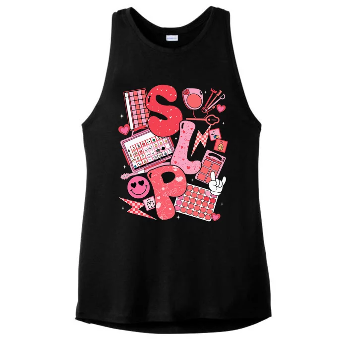 Valentines Day Speech Therapy Therapist Slpa Slp Ladies Tri-Blend Wicking Tank