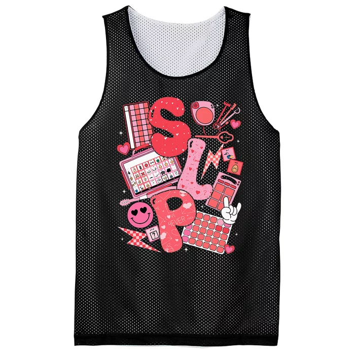 Valentines Day Speech Therapy Therapist Slpa Slp Mesh Reversible Basketball Jersey Tank