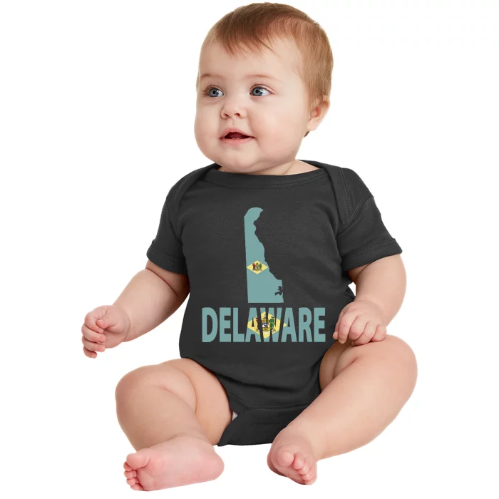 Vintage Delaware State I Love Delaware Home State Baby Bodysuit