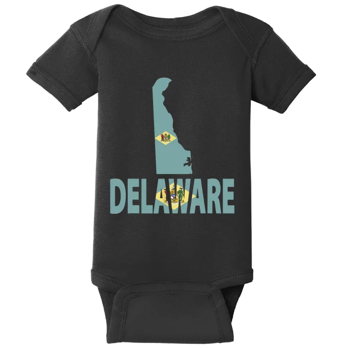 Vintage Delaware State I Love Delaware Home State Baby Bodysuit