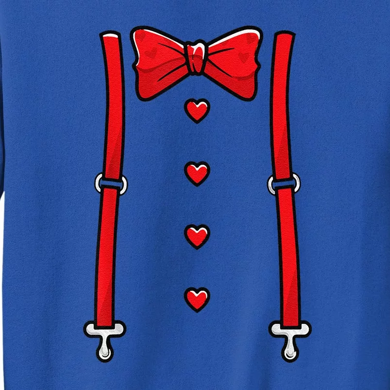 Valentines Day Suspenders And Hearts Bow Tie Sweatshirt