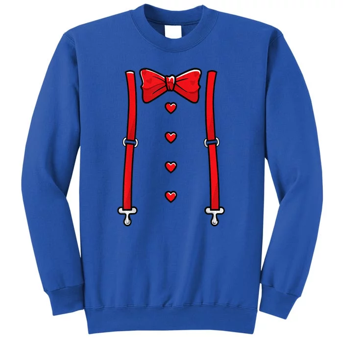 Valentines Day Suspenders And Hearts Bow Tie Sweatshirt