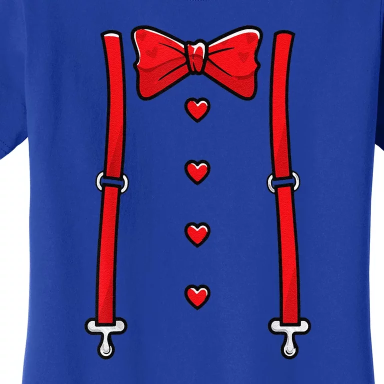 Valentines Day Suspenders And Hearts Bow Tie Women's T-Shirt