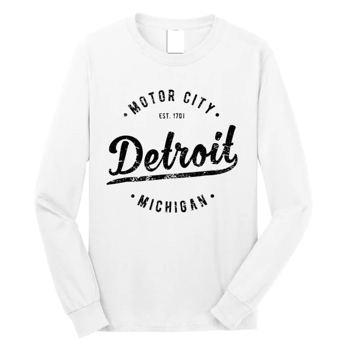 Vintage Detroit Souvenir Motor City Simple Detroit Long Sleeve Shirt