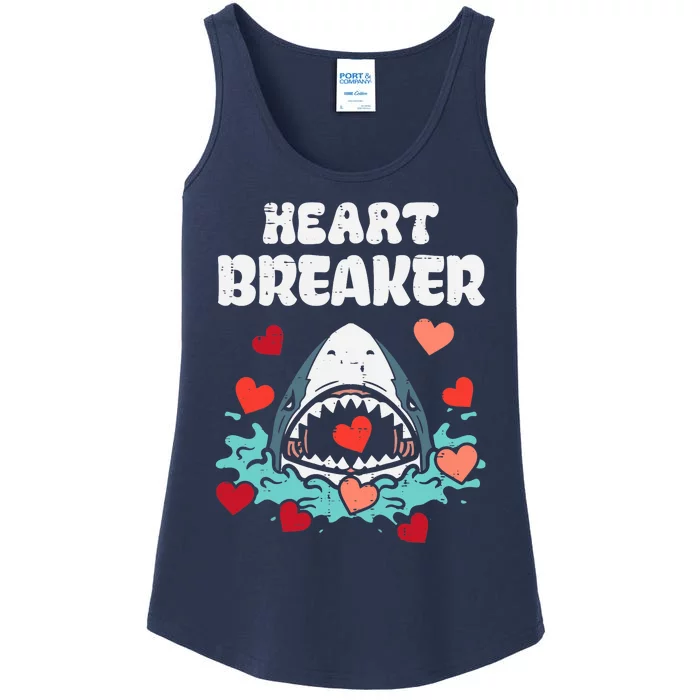 Valentines Day Shark Heartbreaker Funny Boy Ladies Essential Tank