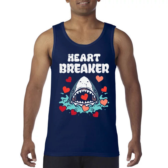 Valentines Day Shark Heartbreaker Funny Boy Tank Top