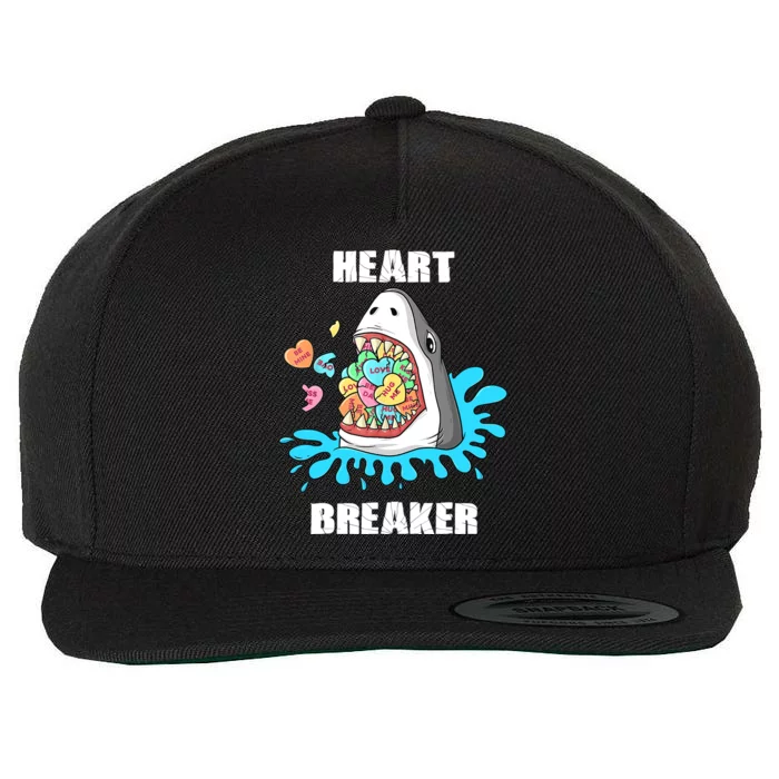 Valentines Day Shark Heart Breaker Funny Boy Wool Snapback Cap