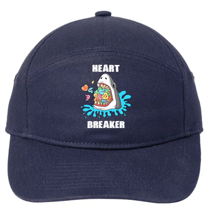 Valentines Day Shark Heart Breaker Funny Boy 7-Panel Snapback Hat