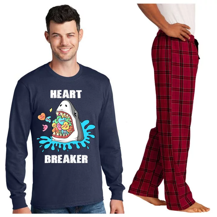 Valentines Day Shark Heart Breaker Funny Boy Long Sleeve Pajama Set