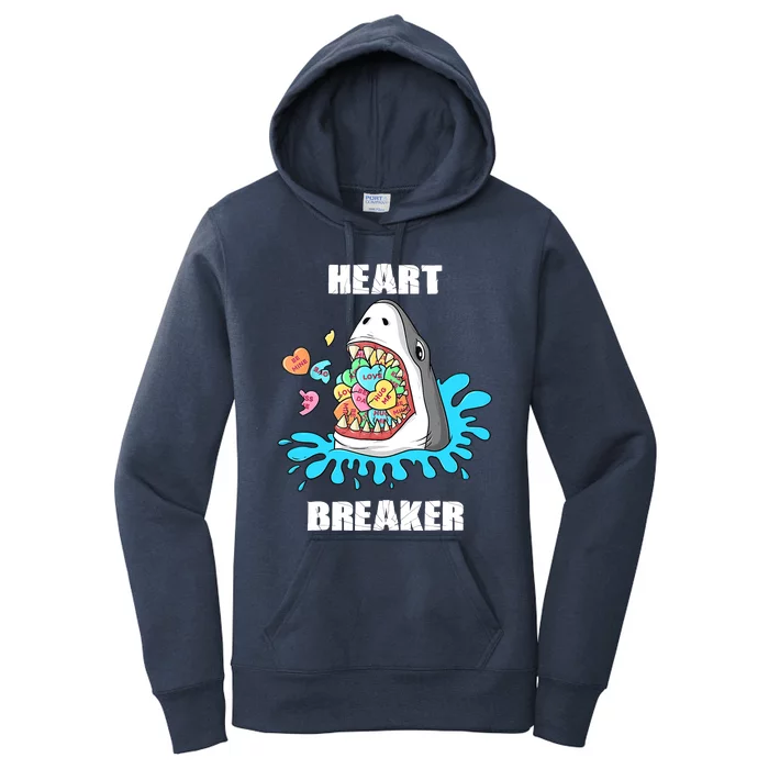 Valentines Day Shark Heart Breaker Funny Boy Women's Pullover Hoodie