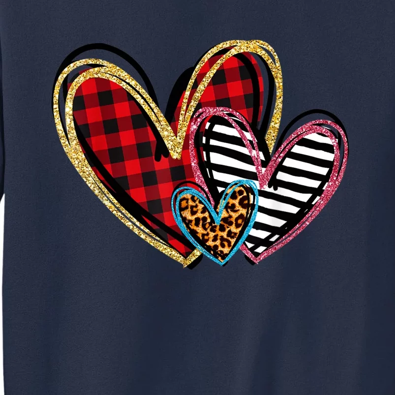 Valentines Day Shirts Hearts Love Leopard Plaid Sweatshirt