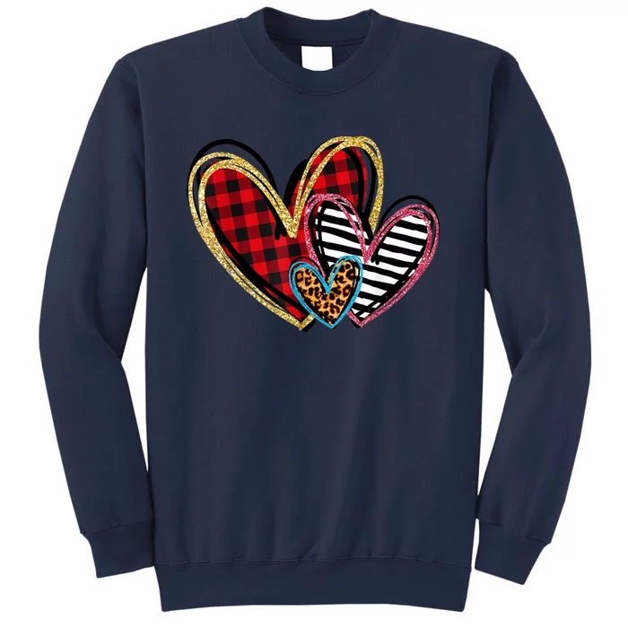 Valentines Day Shirts Hearts Love Leopard Plaid Sweatshirt