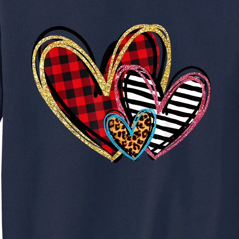 Valentines Day Shirts Hearts Love Leopard Plaid Tall Sweatshirt