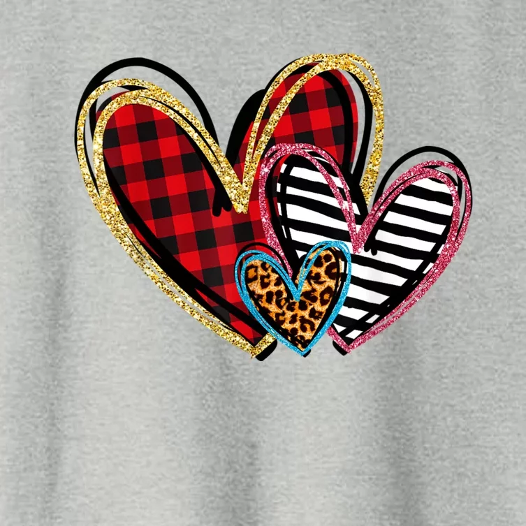 Valentines Day Shirts Hearts Love Leopard Plaid Women's Crop Top Tee