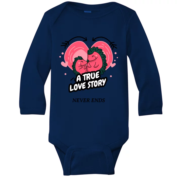 Valentine's Day Saying Hedgehog Love Heart Cool Gift Baby Long Sleeve Bodysuit