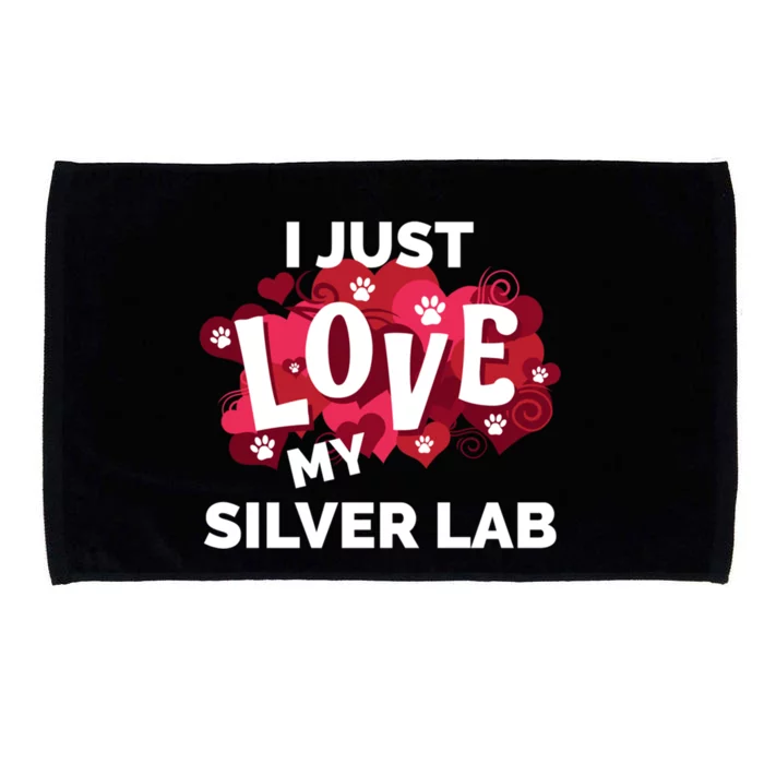 Valentine's Day Silver Lab Labrador Dog Love Gift Microfiber Hand Towel