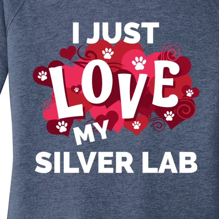 Valentine's Day Silver Lab Labrador Dog Love Gift Women's Perfect Tri Tunic Long Sleeve Shirt