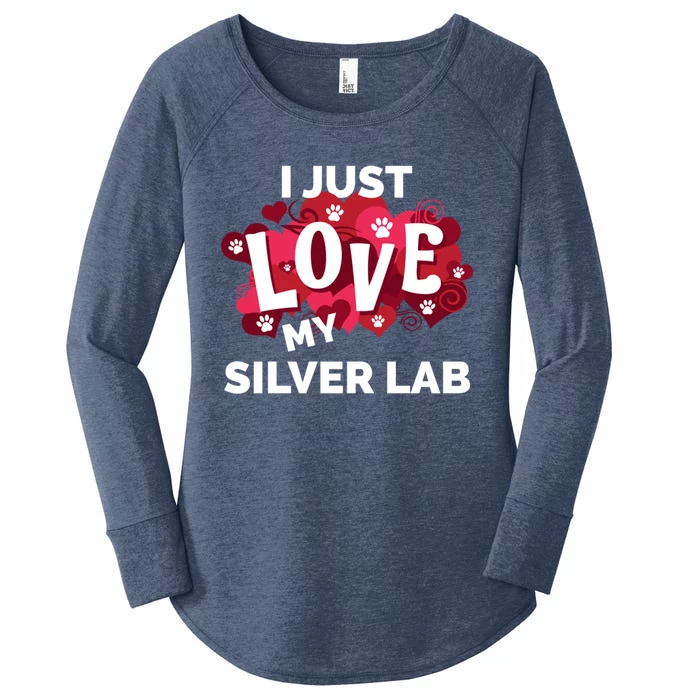 Valentine's Day Silver Lab Labrador Dog Love Gift Women's Perfect Tri Tunic Long Sleeve Shirt