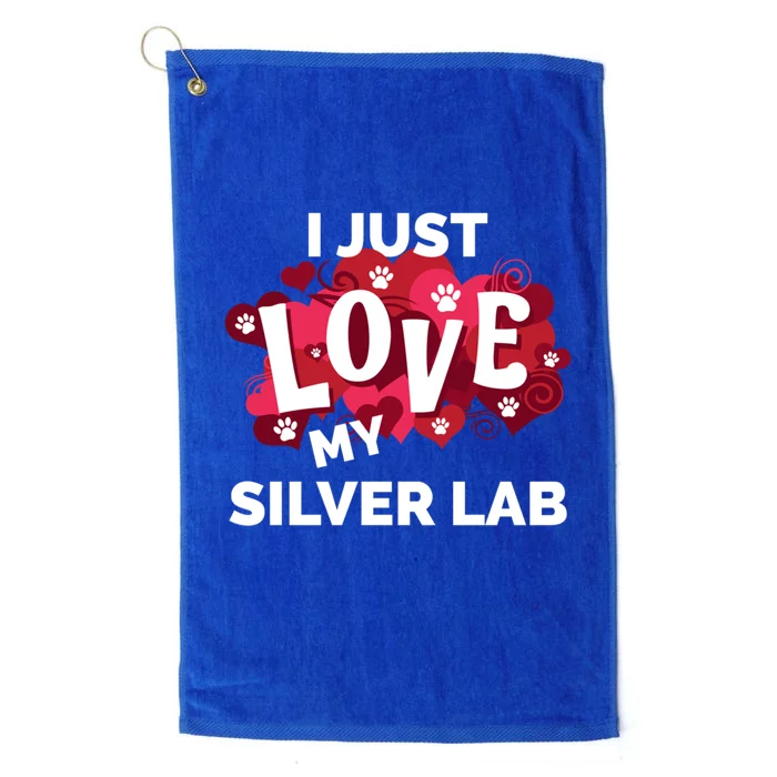 Valentine's Day Silver Lab Labrador Dog Love Gift Platinum Collection Golf Towel