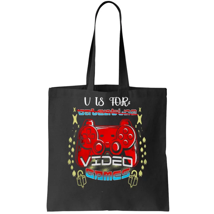 Valentines Day Son V Is For Video Games Gamer Tote Bag