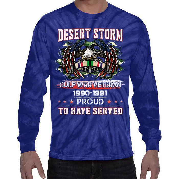 Veteran Desert Storm T Veteran Proud For Fathers Day Tie-Dye Long Sleeve Shirt