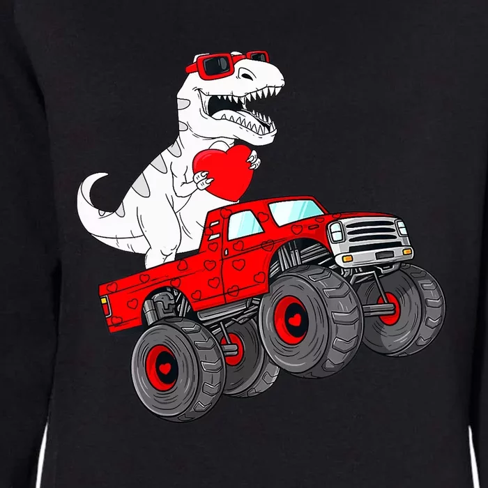 Valentines Day T Rex Riding Monster Truck Funny Toddler Boys Womens California Wash Sweatshirt