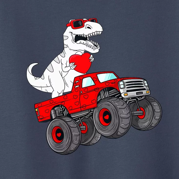 Valentines Day T Rex Riding Monster Truck Funny Toddler Boys Toddler T-Shirt