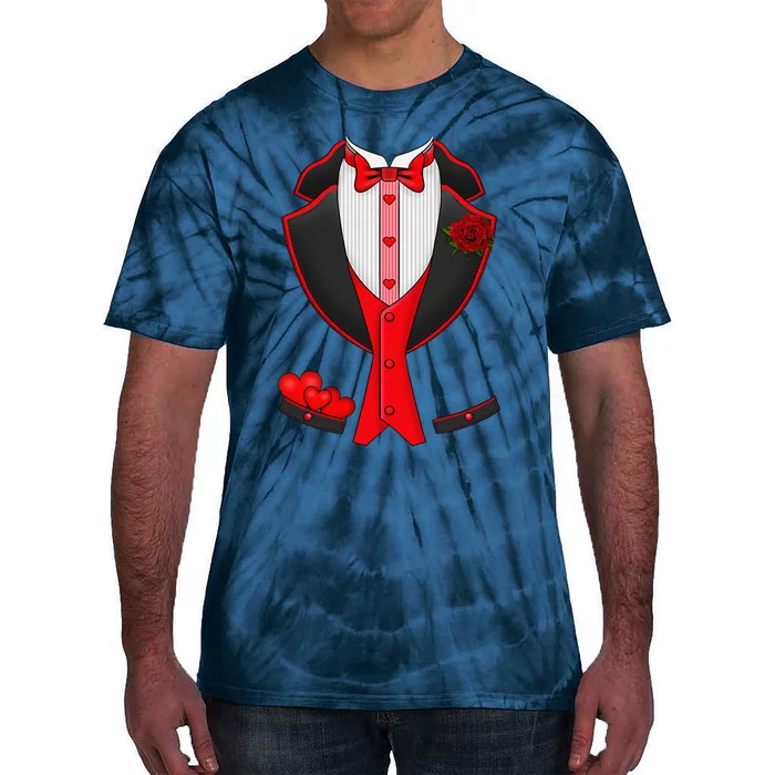 Valentine's Day Tuxedo Red Bow Tie Costume Giftss Tie-Dye T-Shirt