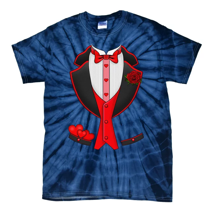 Valentine's Day Tuxedo Red Bow Tie Costume Giftss Tie-Dye T-Shirt