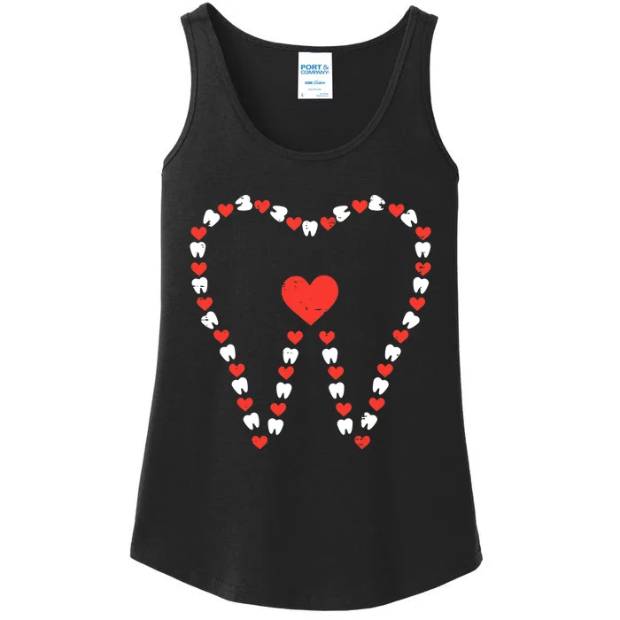 Valentines Day Tooth Heart Cute Teeth Dental Dentist Wo Ladies Essential Tank