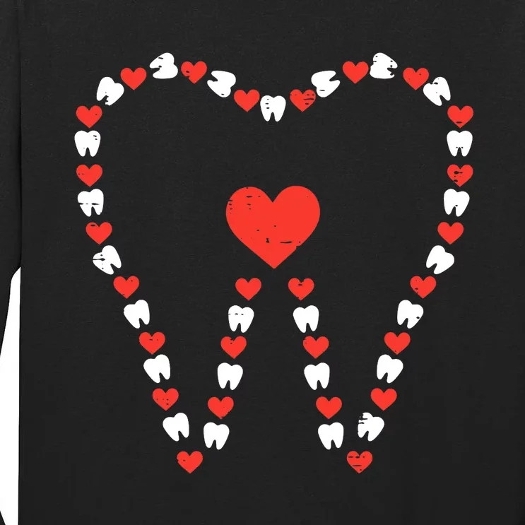 Valentines Day Tooth Heart Cute Teeth Dental Dentist Wo Tall Long Sleeve T-Shirt