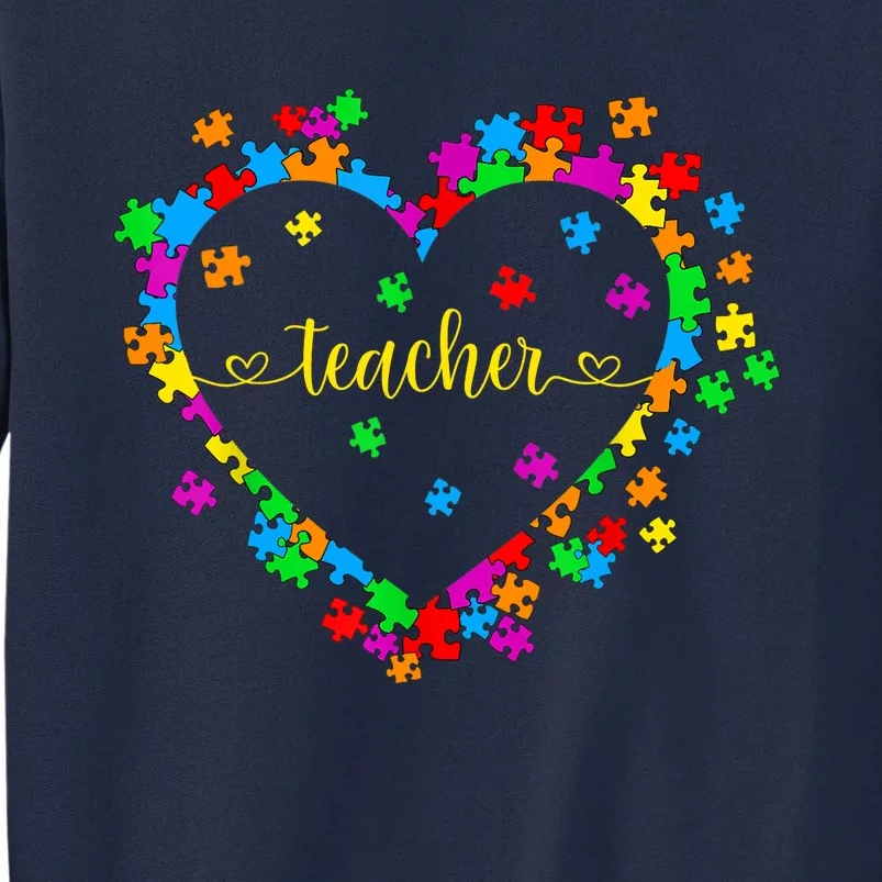 Valentines Day Teacher Autism awareness 100 days Heart Tall Sweatshirt