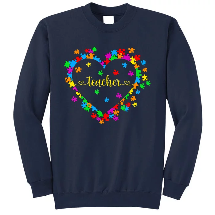 Valentines Day Teacher Autism awareness 100 days Heart Tall Sweatshirt