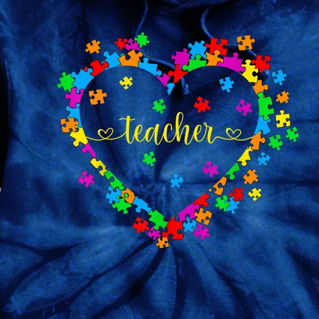 Valentines Day Teacher Autism awareness 100 days Heart Tie Dye Hoodie