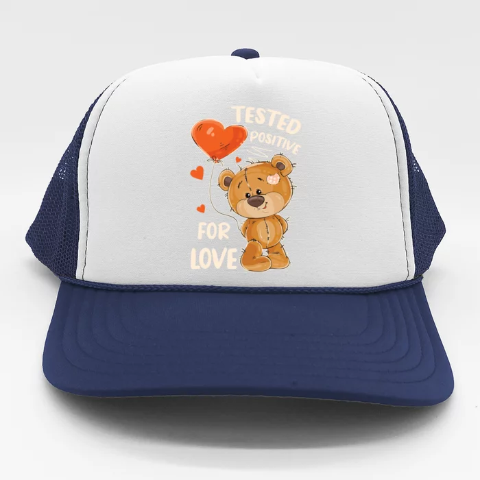 Valentine's Day Teddy Bear With Heart For Her Meaningful Gift Trucker Hat