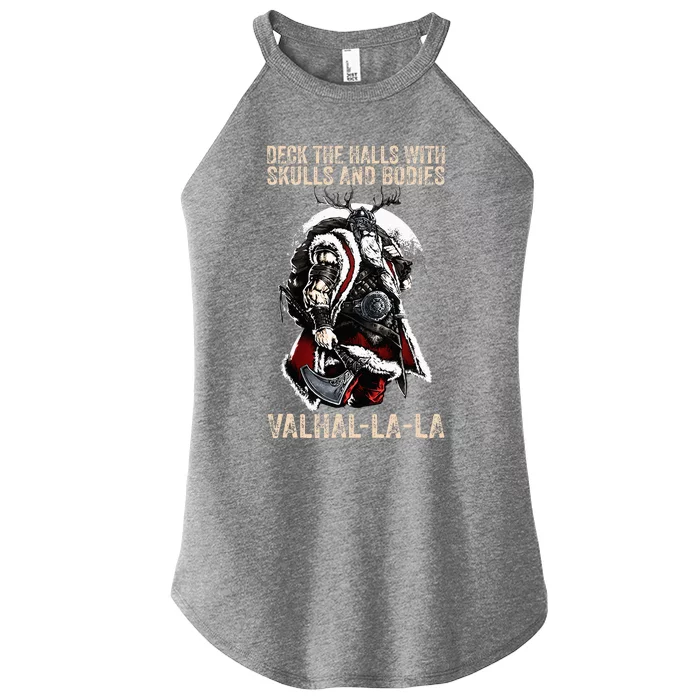 ValhallaLa Deck the halls with skulls and bodies Vintage Women’s Perfect Tri Rocker Tank