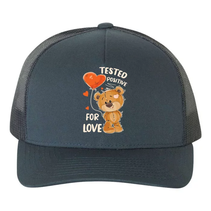 Valentines Day Teddy Bear With Heart Balloon For Her Gift Yupoong Adult 5-Panel Trucker Hat