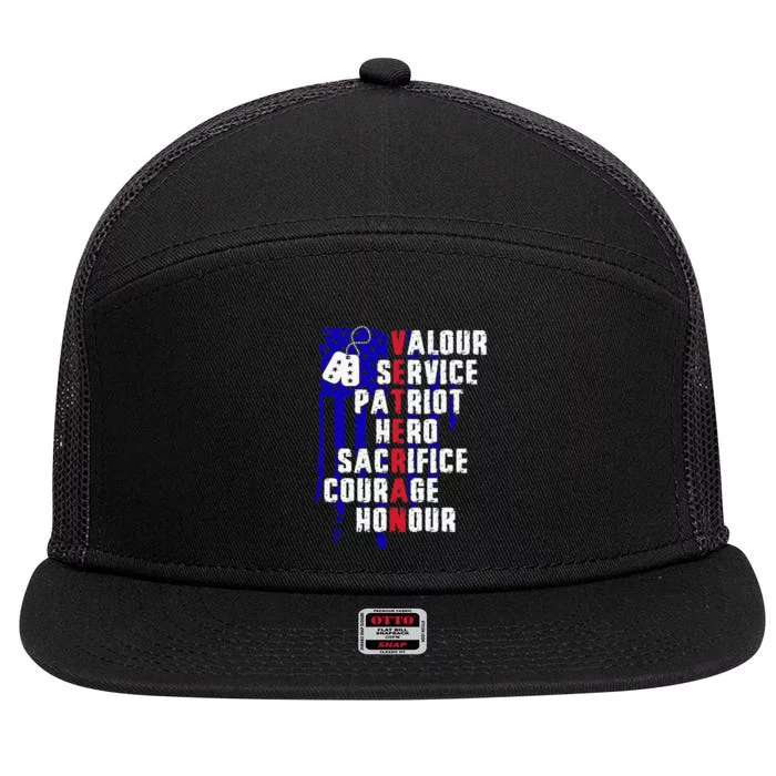 Veterans Day thank you veterans 7 Panel Mesh Trucker Snapback Hat