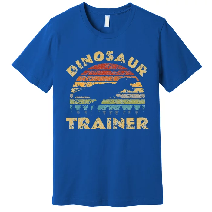 Vintage Dinosaur Trainer Halloween Costume Retro Sunset Dino Premium T-Shirt