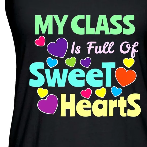 Valentines Day Teacher I Love My Sweet Students Ladies Essential Flowy Tank