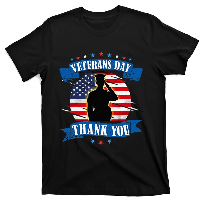 Veterans Day Thank you gifts American Flag Veteran T-Shirt