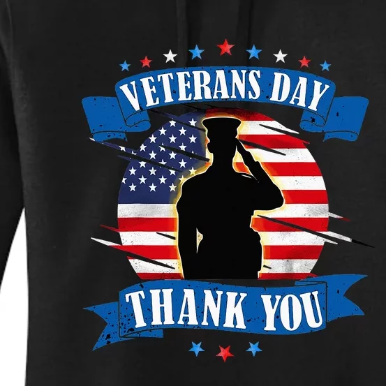 Veterans Day Thank you gifts American Flag Veteran Women's Pullover Hoodie