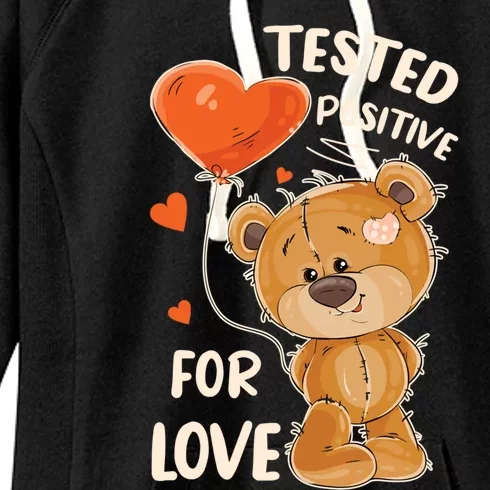 Valentines Day Teddy Bear With Heart Balloon For Her Cute Gift Women's Fleece Hoodie