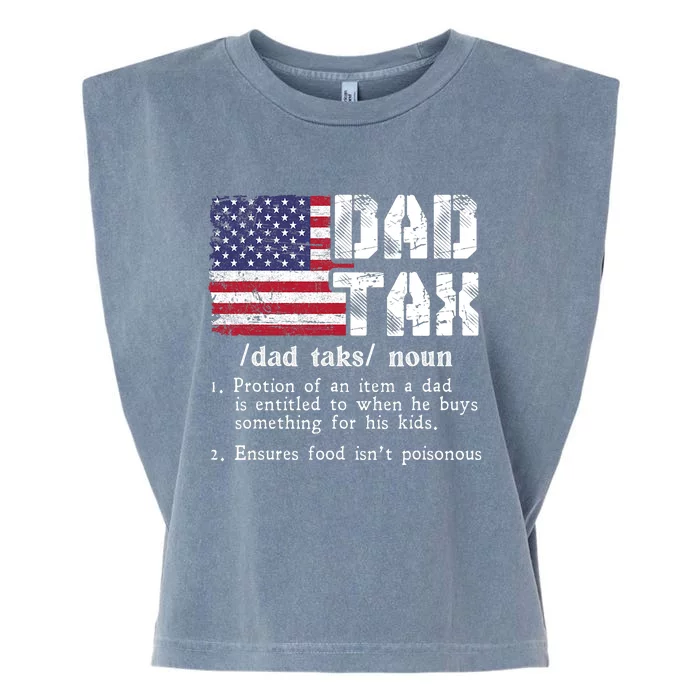 Vintage Dad Tax Definition Funny Fathers Day America Flag Garment-Dyed Women's Muscle Tee